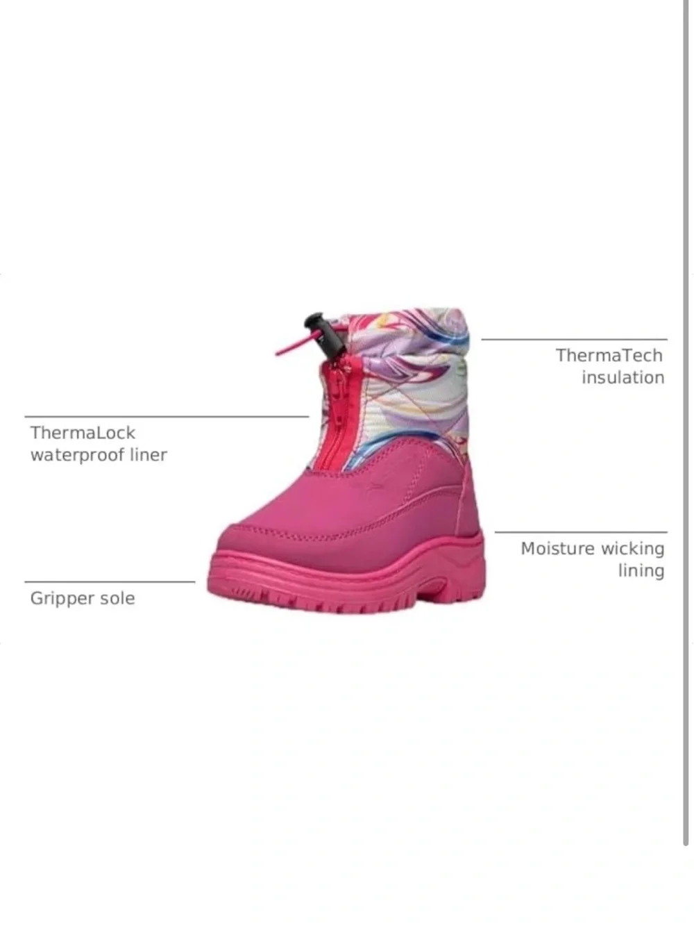 Arctix Kids Tracer Winter Boot, Fuchsia, 2 Little Kid